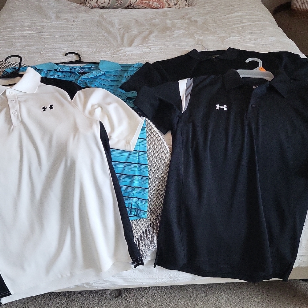 Under Armour Black, White, and Blue Polo Collection